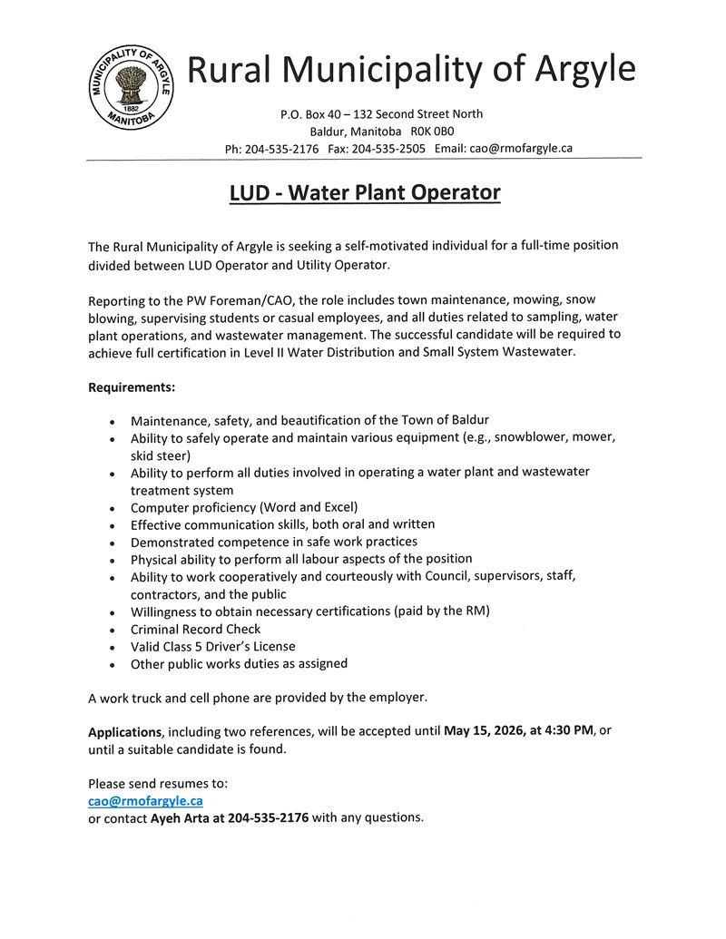 LUD_Water_Plant_Operator_Ad